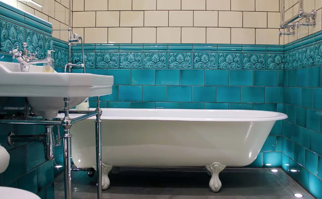 Turquoise Bespoke Tiles in a Bathroom
